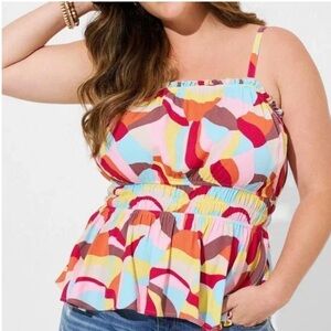 TORRID Sleeveless Peplum Baby Doll Geometric Print Top Size 5 NEW